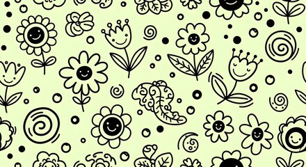 Seamless pattern with cute doodle flowers vector design for textile fabric wallpaper and background design
