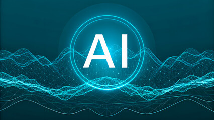 Artificial intelligence ai concept with glowing circle and digital network background design element