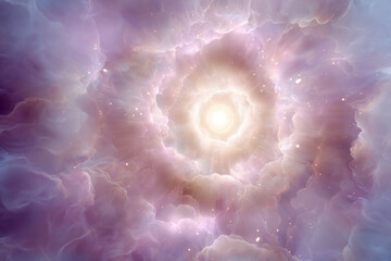 Bright soft gradients spread evenly from the center, visualizing renewal and emotional rejuvenation. The design feels uplifting and pure.