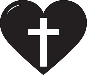Obraz premium Black heart with white cross silhouette Bundle vector