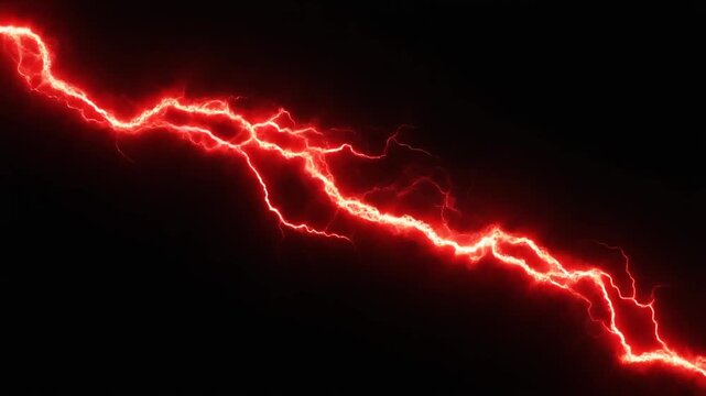 Dramatic red lightning bolt in a dark background