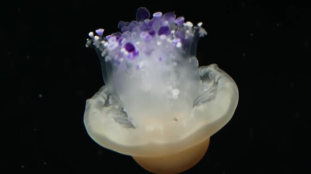 Pelagia noctiluca the mauve stinger jellyfish glows with delicate colors and drifting motion creating a captivating marine scene filled with gentle light and ocean beauty