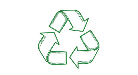 Green recycling symbol isolated on, a universal sign of recycling