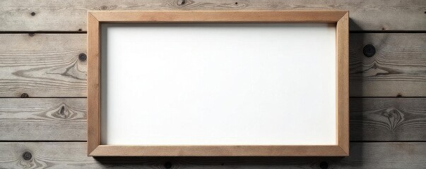 Elegant white panel in weathered wooden frame, wood, blank, product photography