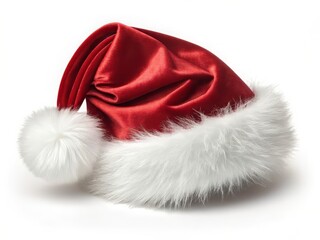 Red Santa Claus hat symbol for Christmas holiday celebration and winter season traditional decoration