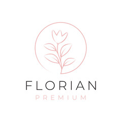 Flower botanical nature elegant minimalist logo design graphic vector