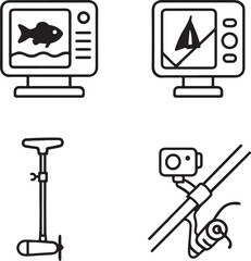 Marine Tech Devices Vector Set in Mechanical Precision Style.eps