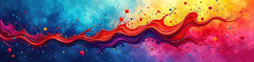 Vibrant Abstract Painting Pendulum Motion Creates Layered Colors and Textures