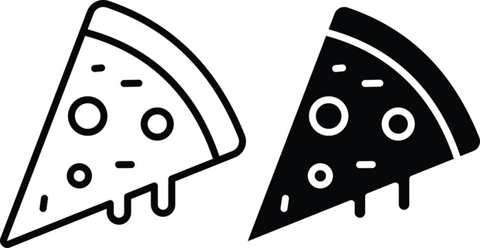 Hot Delicious Pizza Slice With Dripping Cheese Fast Food Vector Silhouette and Pictogram..eps