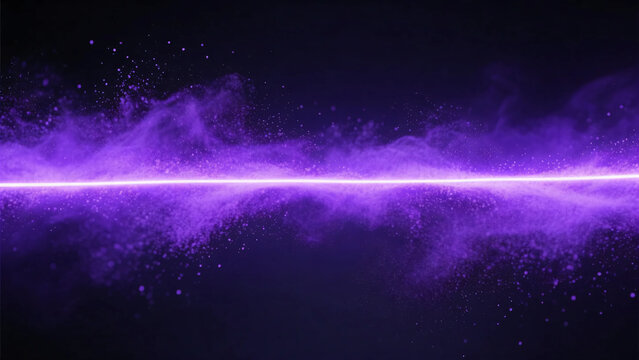 Black background with flashes of purple light. Dust. Space. Neon lights. Background material. Smoke.