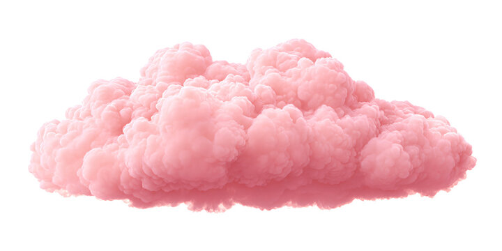 Fluffy pink cloud isolated on black background Dreamy cotton candy cloudscape with soft texture Concept of fantasy, sweetness, and imagination