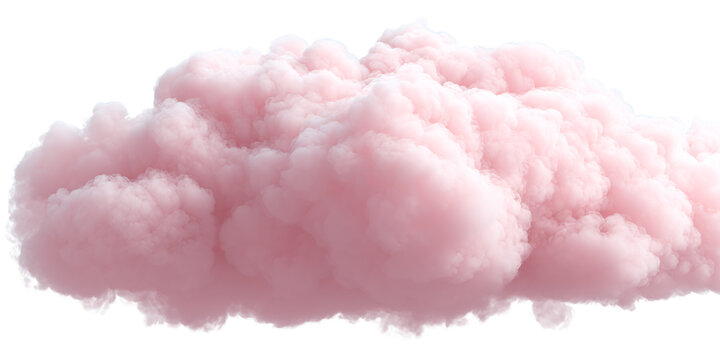 Fluffy pink cloud isolated on black background Sweet cotton candy cloudscape with soft pastel colors Concept of dream, fantasy, and imagination
