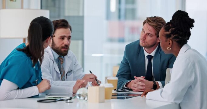 X ray, doctors or hospital attorney in meeting, patient case discussion or malpractice lawsuit. Healthcare, review scan or people talk for medical litigation opinion, consulting or neglect complaint