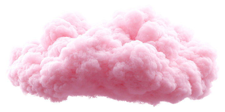 Fluffy pink cloud isolated on black background Dreamy cotton candy cloudscape with soft texture Concept of fantasy, sweetness, and abstract design element