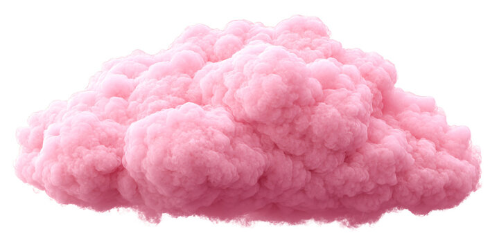 Fluffy pink cloud isolated on black background Sweet cotton candy cloudscape concept for dreamy, fantasy, and whimsical designs
