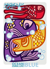 Abstract illustration vector of oceans life