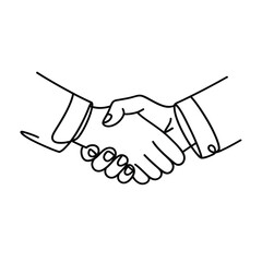 Fototapeta premium Simple line drawing of two hands shaking in agreement