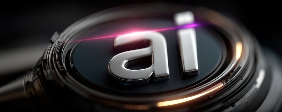 Artificial intelligence concept: futuristic globe with digital network and white ai logo on dark background