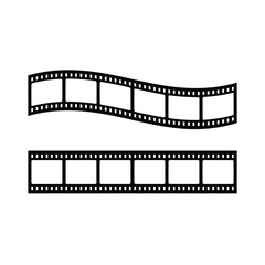 Two strips of black and white film strips on a white background