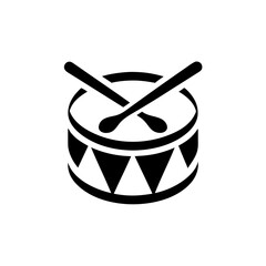 Illustration of a drum with two crossed drumsticks on transparent background