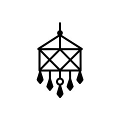 Illustration of a hanging geometric decorative piece on transparent background