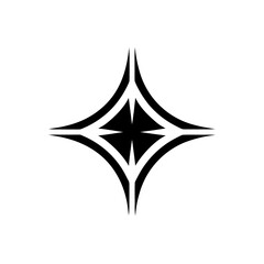 Stylized symmetrical star shape in black and white on transparent background