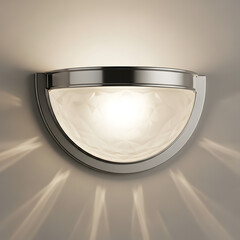 Modern wall lamp with crystal glass casts decorative light pattern on the neutral wall