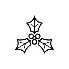 Illustration of a christmas holly with berries and leaves on transparent background