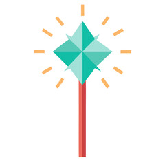 Sparkling magic wand with teal gem and red stick