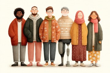 Diverse group of friends and family standing together, showcasing inclusion, warmth, and support