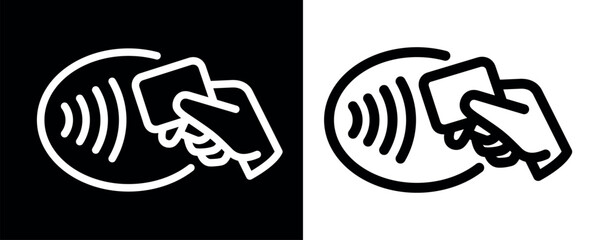 Contactless payment icon (NFC). Symbol of purchase or store, cash register or bank card. Cashless payment.