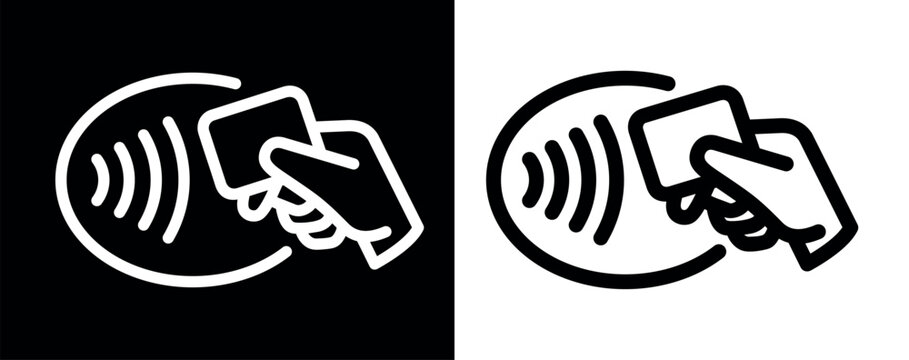 Contactless payment icon (NFC). Symbol of purchase or store, cash register or bank card. Cashless payment.