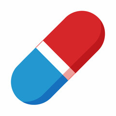 Red and blue capsule pill icon with white band