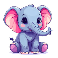 Obraz premium Sweet Baby Elephant: A charming baby elephant, with its oversized ears and playful demeanor, sits in a pose of delightful innocence. Perfect for illustrating a heartwarming feeling