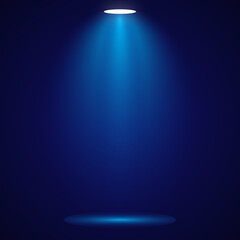 Spotlight shining down on a stage bright blue light effect vector illustration for presentations and backgrounds