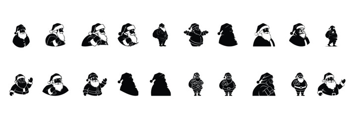 Santa Claus Icon Set Christmas Silhouette Collection