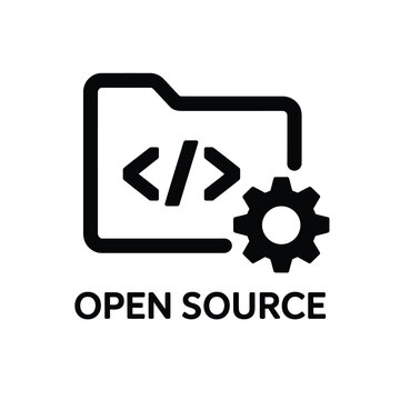 Open source software development folder and gear icon