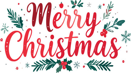 Merry christmas holiday greeting calligraphy with festive elements