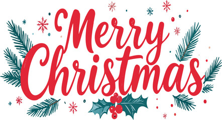 Merry christmas holiday greeting text with festive decorations