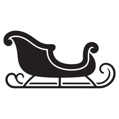 Silhouette icon of a classic santa claus sleigh isolated on white background for holiday design