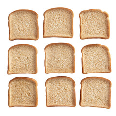 Slices of whole grain bread stacked neatly on a black background.