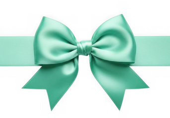 Elegant teal satin bow isolated on transparent background