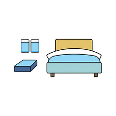 Simple illustration of a bed with pillows and a mattress