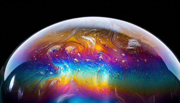 a colorful reflective soap water bubble on an isolated background