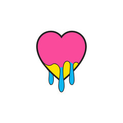 Pansexual pride heart dripping colors love symbol