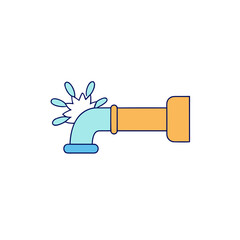 Leaking pipe with water splashing out