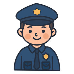 Hand draw cute police officer character in uniform vector illustration