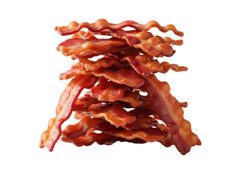 Stack of crispy, savory bacon strips for breakfast
