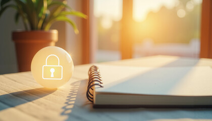 Secure online portal for managing social security benefits with lock icon  