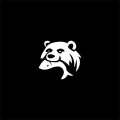 Monochrome Bear Fish Logo, St...